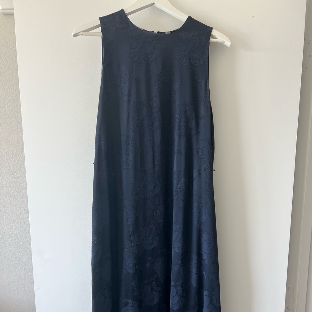 Vince 100% silk navy embroidered dress